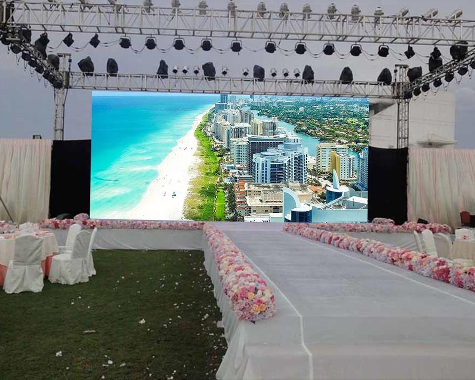 Pantalla LED para eventos de escenario de boda con panel de alquiler al aire libre